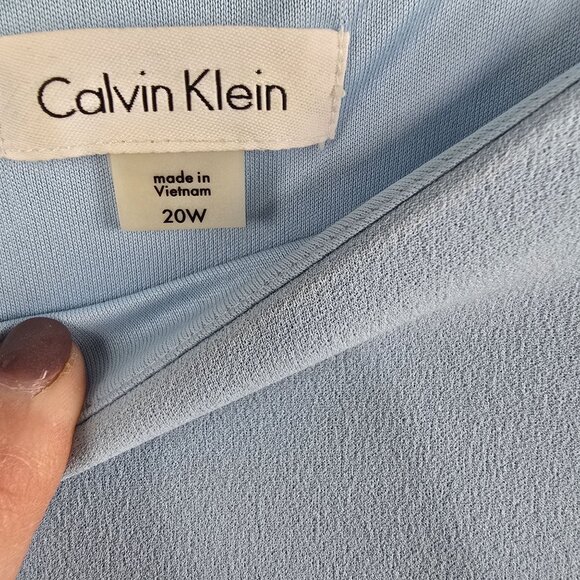 Calvin Klein Womens Blue Ruffle Sleeve Dress 20W Polyester - Picture 4 of 7